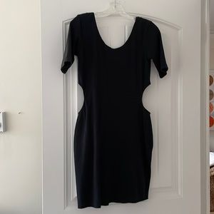 Betsy Johnson Black Cotton Waist Cut Out Dress Size L
